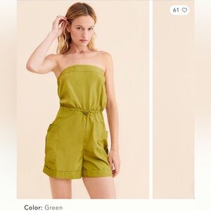 Anthropologie Green Strapless Romper